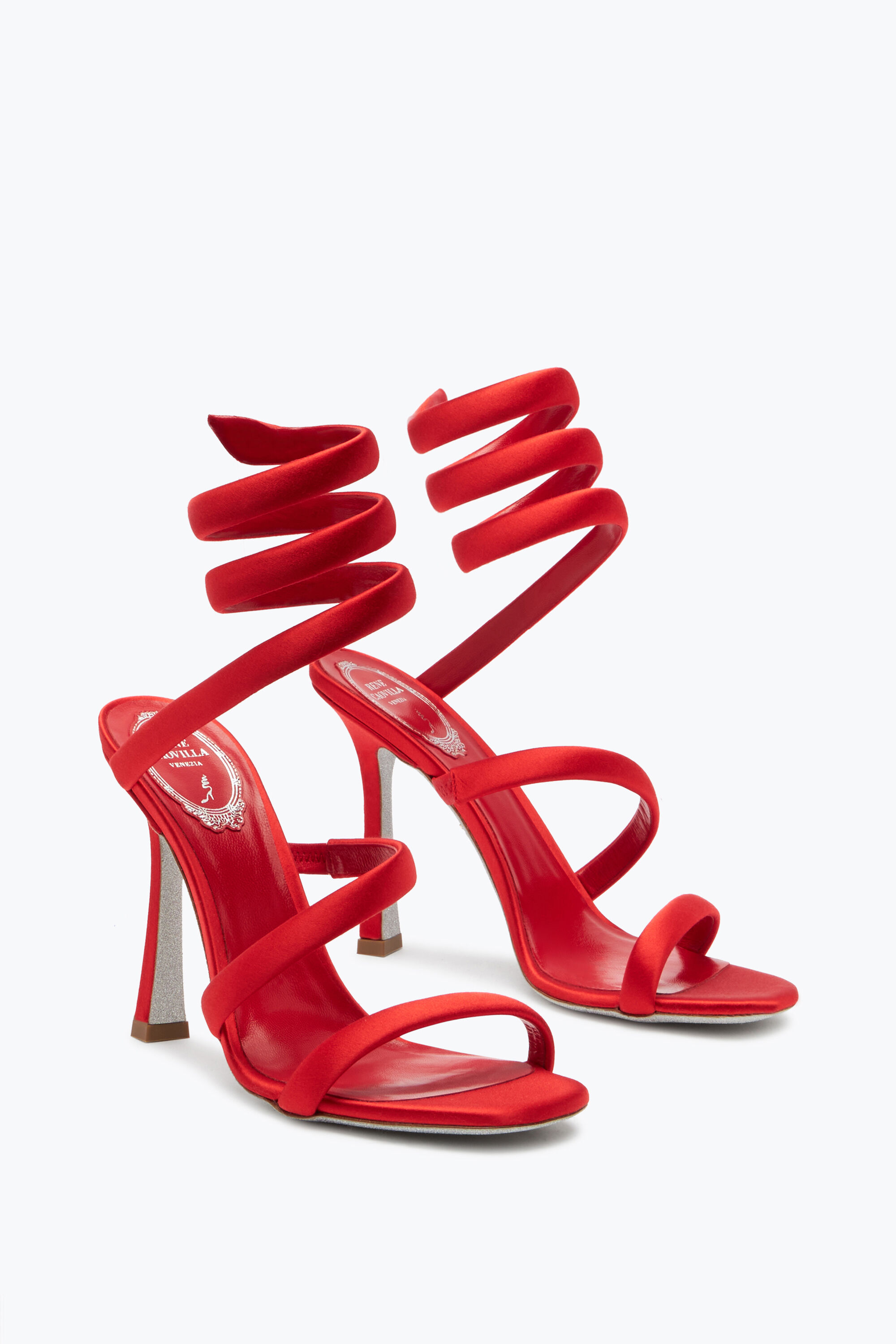 Red satin sandals hotsell