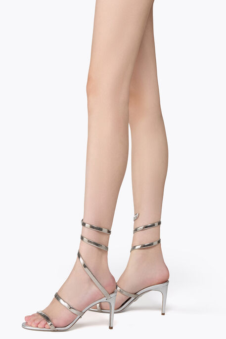 SILVER LAMB/SILVER METAL SNAKE SANDAL