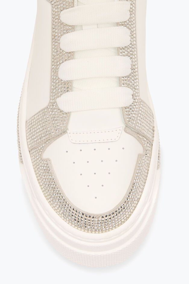 XTRA WHITE-SILVER SNEAKER WITH CRYSTALS 50