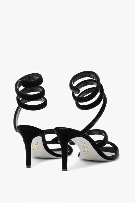 Cleo Black Velvet Sandal 80