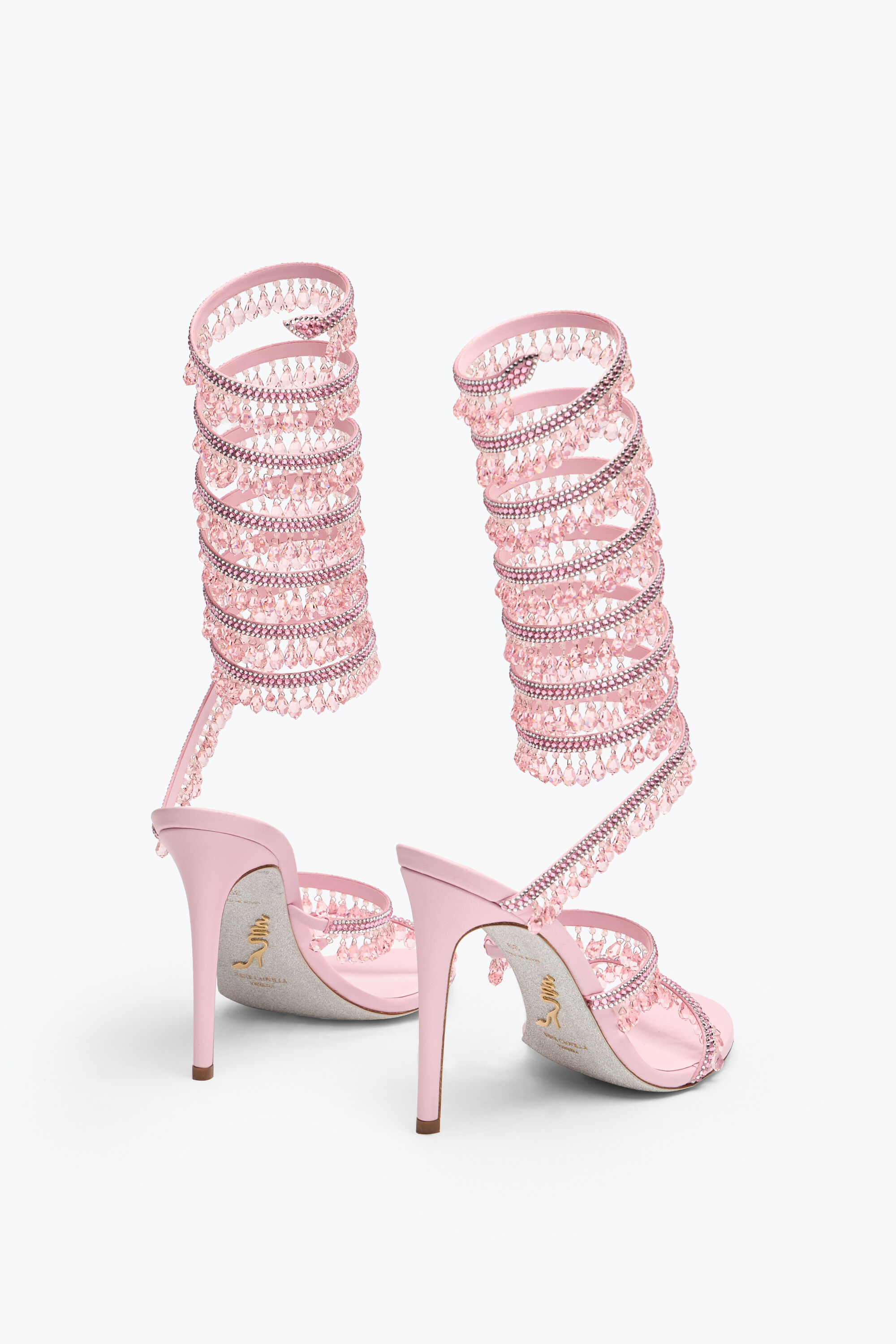 Jeweled SUPER CHANDELIER POWDER PINK SANDAL 105 | Rene Caovilla®