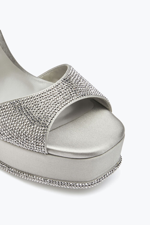 Anastasia Crystal Pearl Gray Platform Sandal 130
