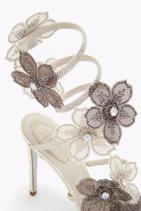 PEACH FLOWER IVORY AND GREY SANDAL 105