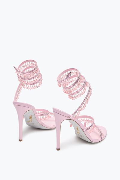 Jeweled SUPER CHANDELIER POWDER PINK SANDAL 105 | Rene Caovilla® Rene Caovilla Pink and Silver Strappy Sandals display picture 1