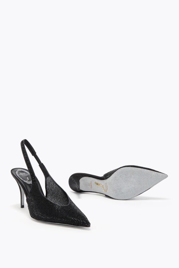 JINNY BLACK NET-TULLE/JET STRASS SLINGBACK