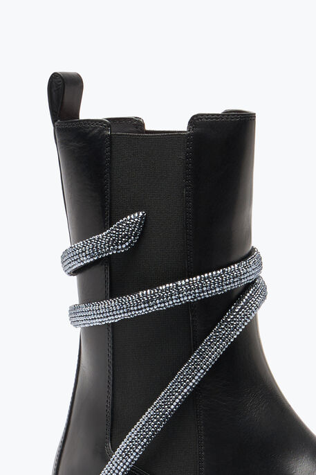Cleo Black Biker Boot With Crystals 25