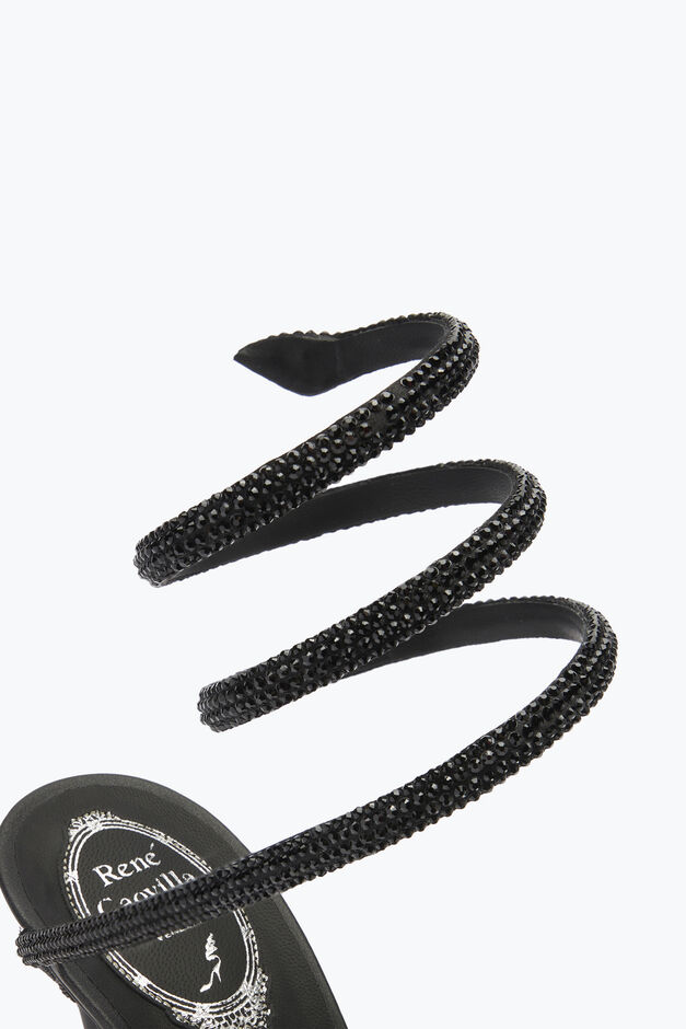 MARGOT CRYSTAL BLACK PLATFORM SANDAL 130