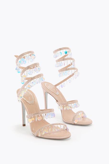 CHANDELIER POWDER PINK SANDAL WITH OVERSIZED CRYSTAL DROPS 105
