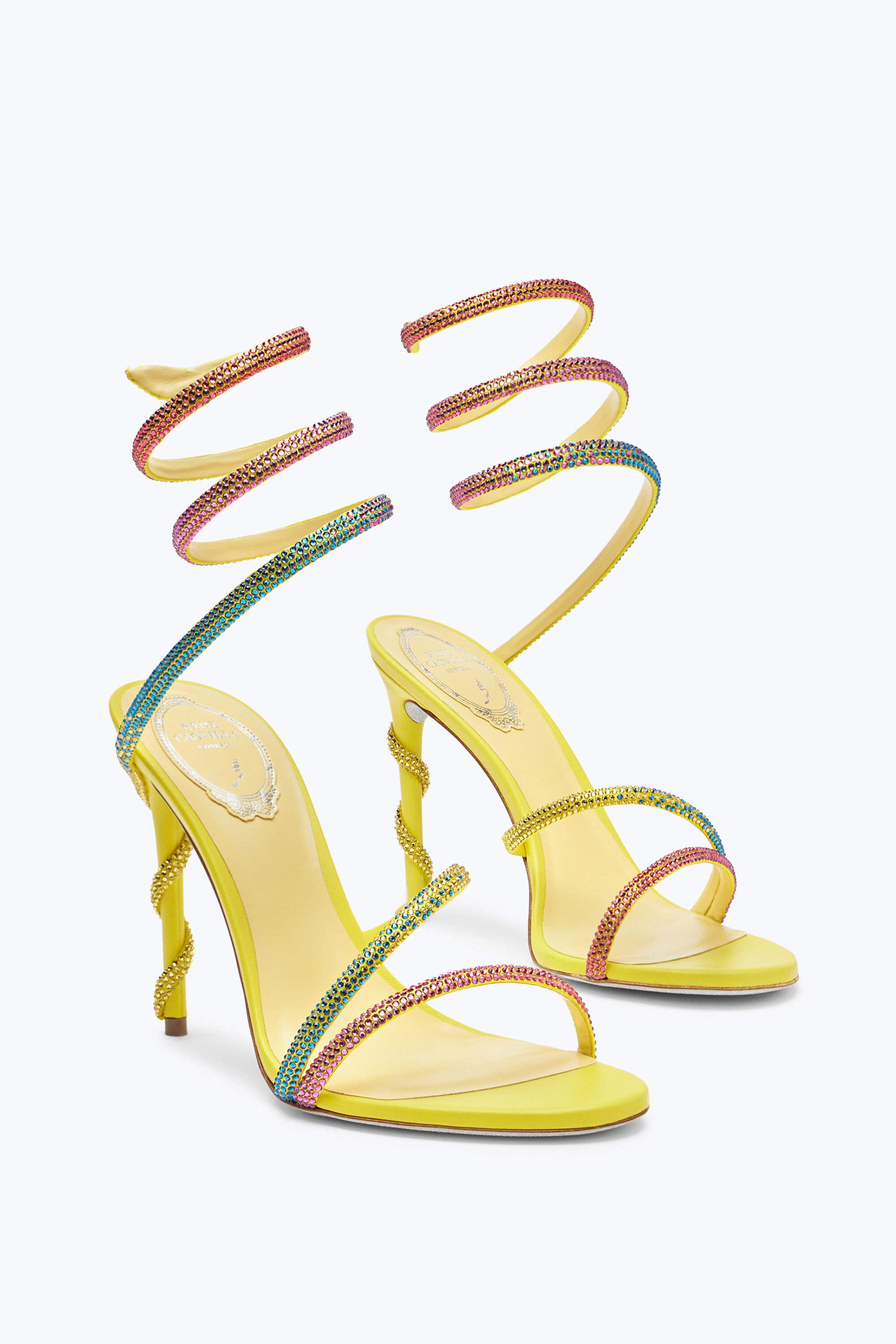 Jeweled Margot Yellow Sandal With Degradé Crystals 105 | Rene