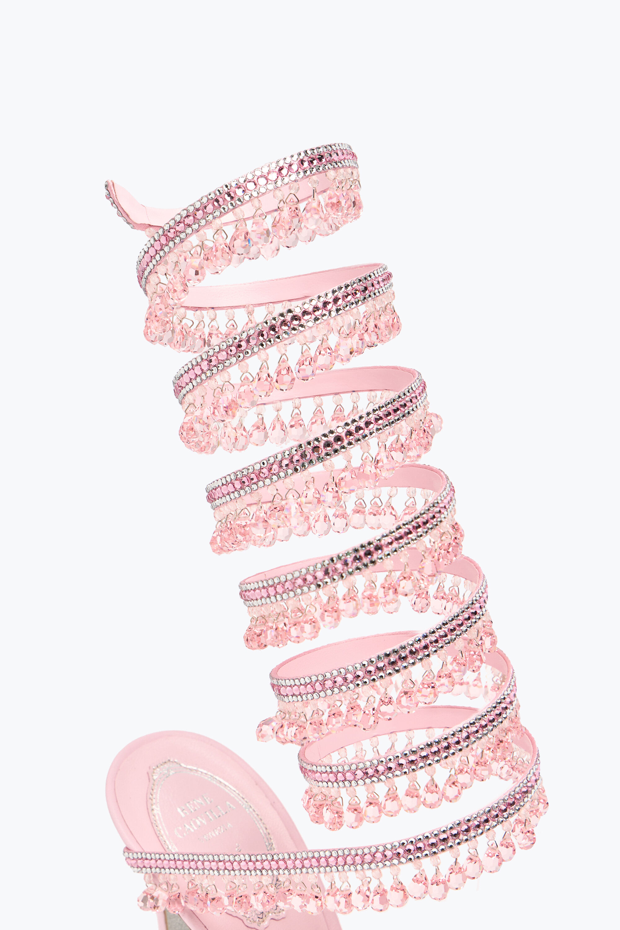 Jeweled SUPER CHANDELIER POWDER PINK SANDAL 105 | Rene Caovilla®