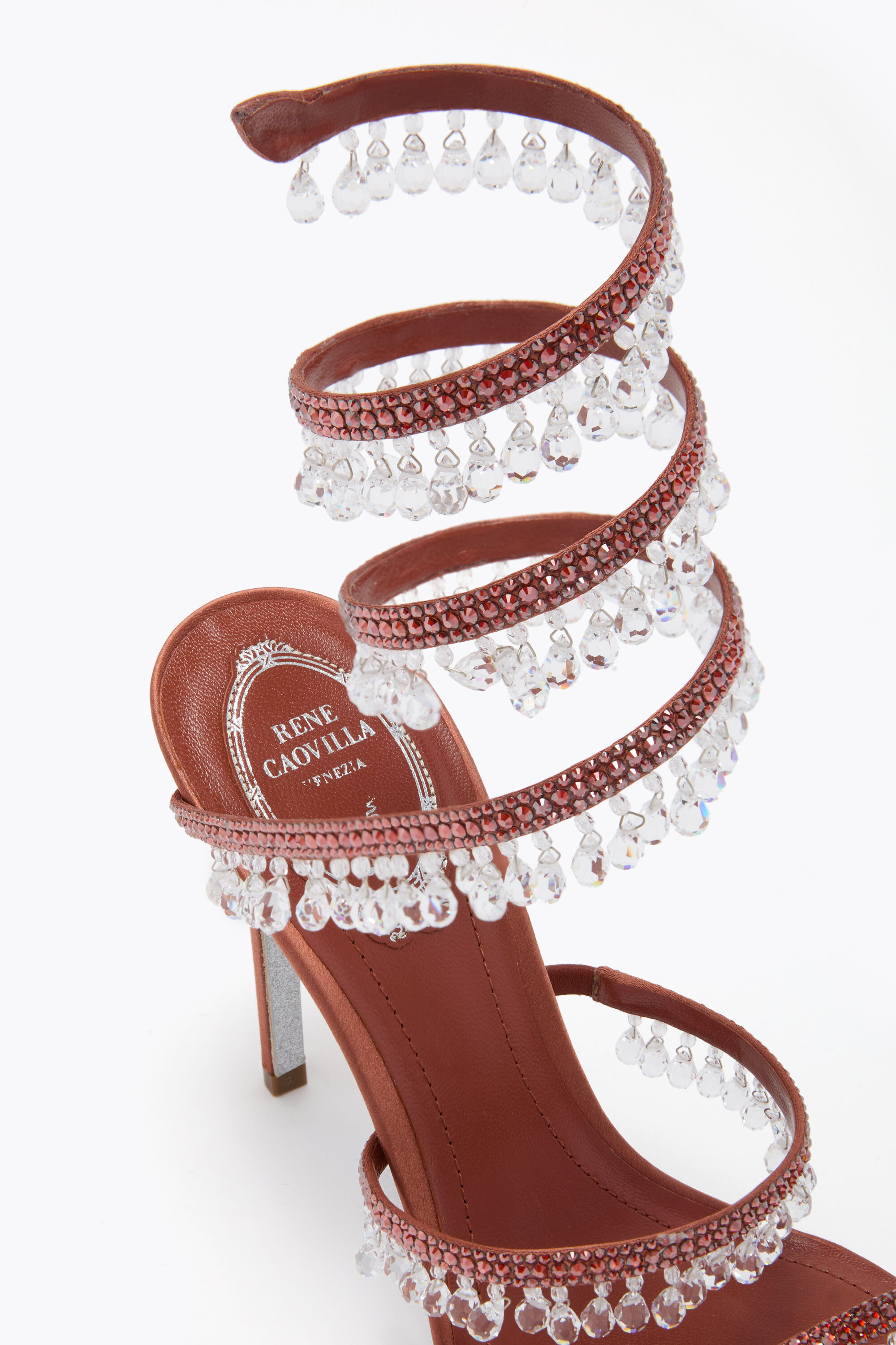Jeweled CHANDELIER MOCHA MOUSSE SANDAL 105 | Rene Caovilla®