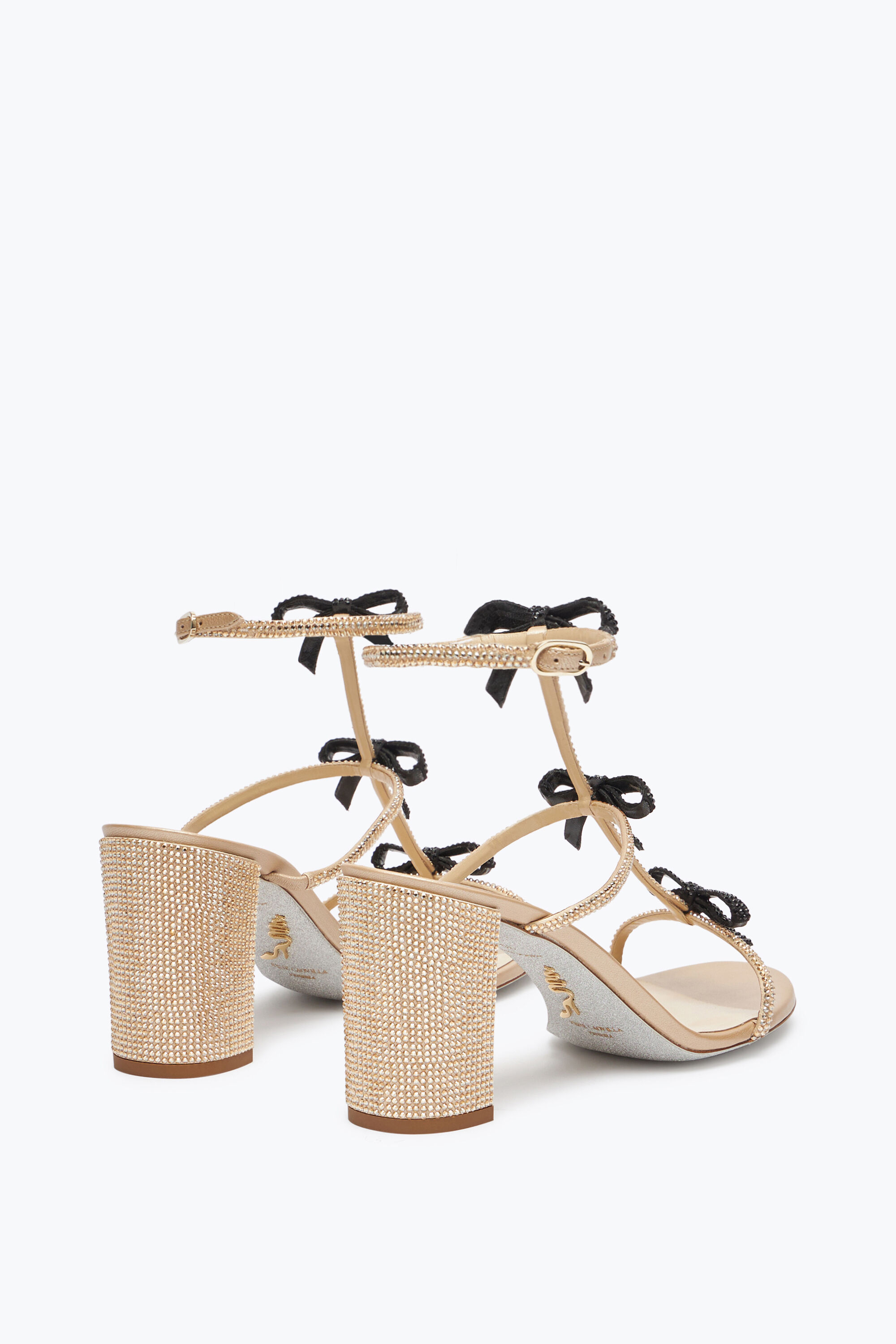 Jeweled Caterina Honey And Black Sandal 80 | Rene Caovilla® Jeweled Caterina Honey And Black Sandal 80 | Rene Caovilla®