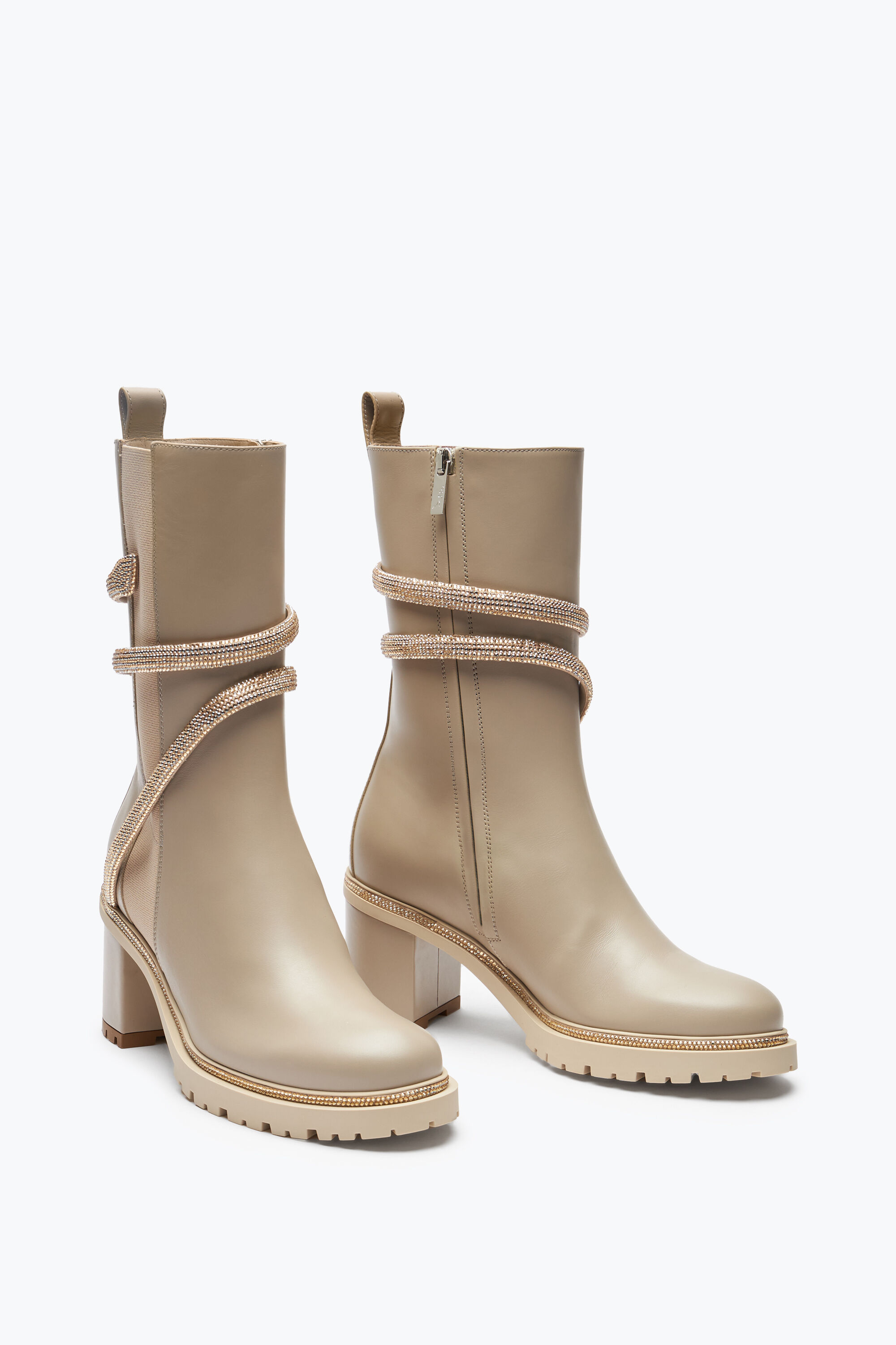 Jeweled Cleo Crystals Beige Bootie 60 | Rene Caovilla®