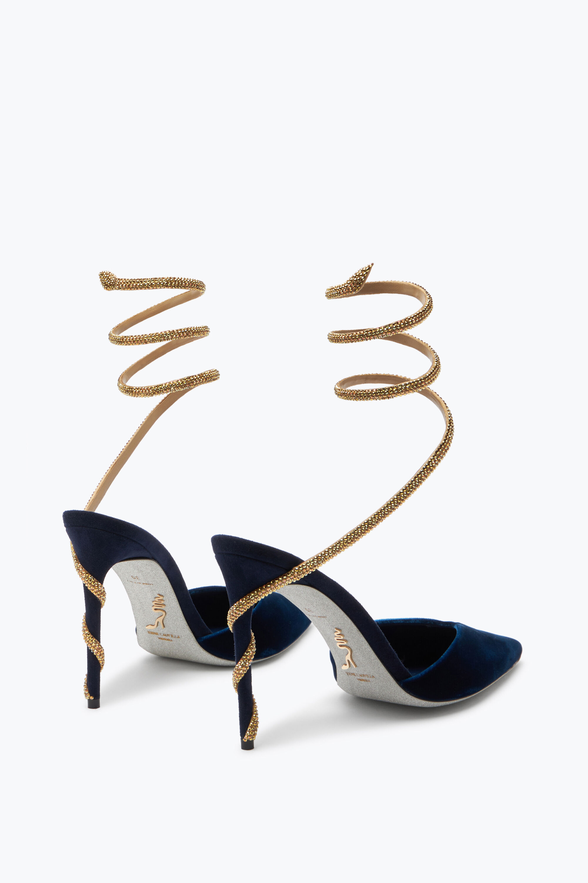 Jeweled Margot Deep Blue Slingback Pump 105 Rene Caovilla