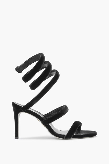 Cleo Black Velvet Sandal 80