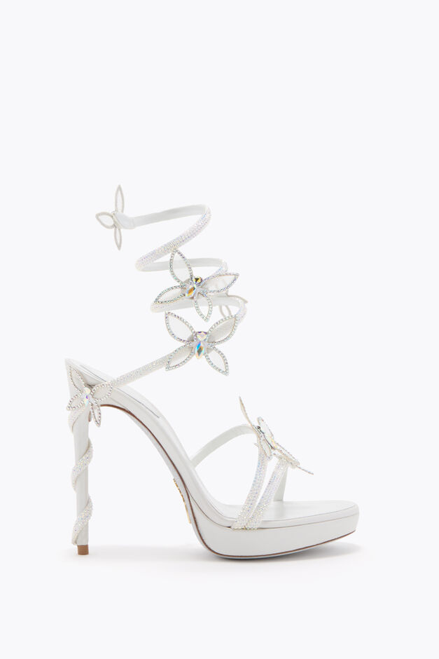 MARGOT WHITE PLATFORM SANDAL WITH BUTTERFLIES 120