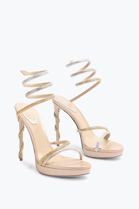 Margot Plateau Sandal With Gold And Silver Crystals 120