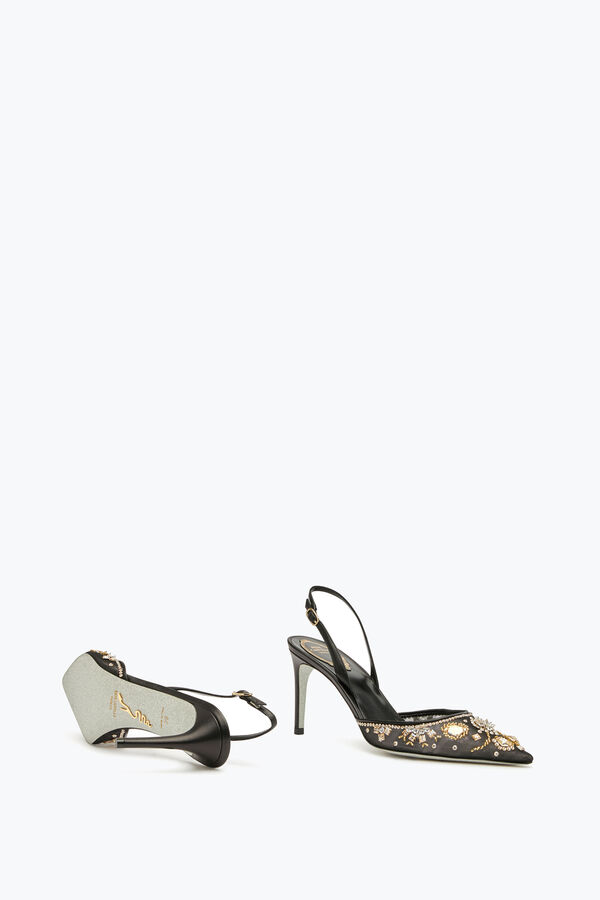 Aretha Black Slingback With Crystals 80