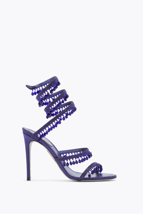 CHANDELIER PURPLE SATIN/DEEP TANZANITE STRASS SANDAL