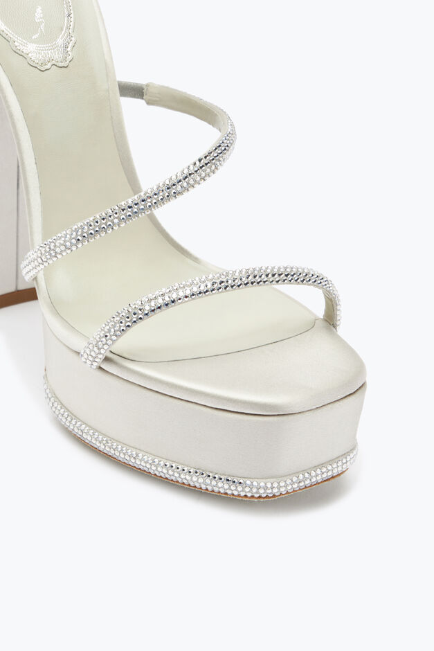 Cleo Crystal Silver Platform Sandal 130