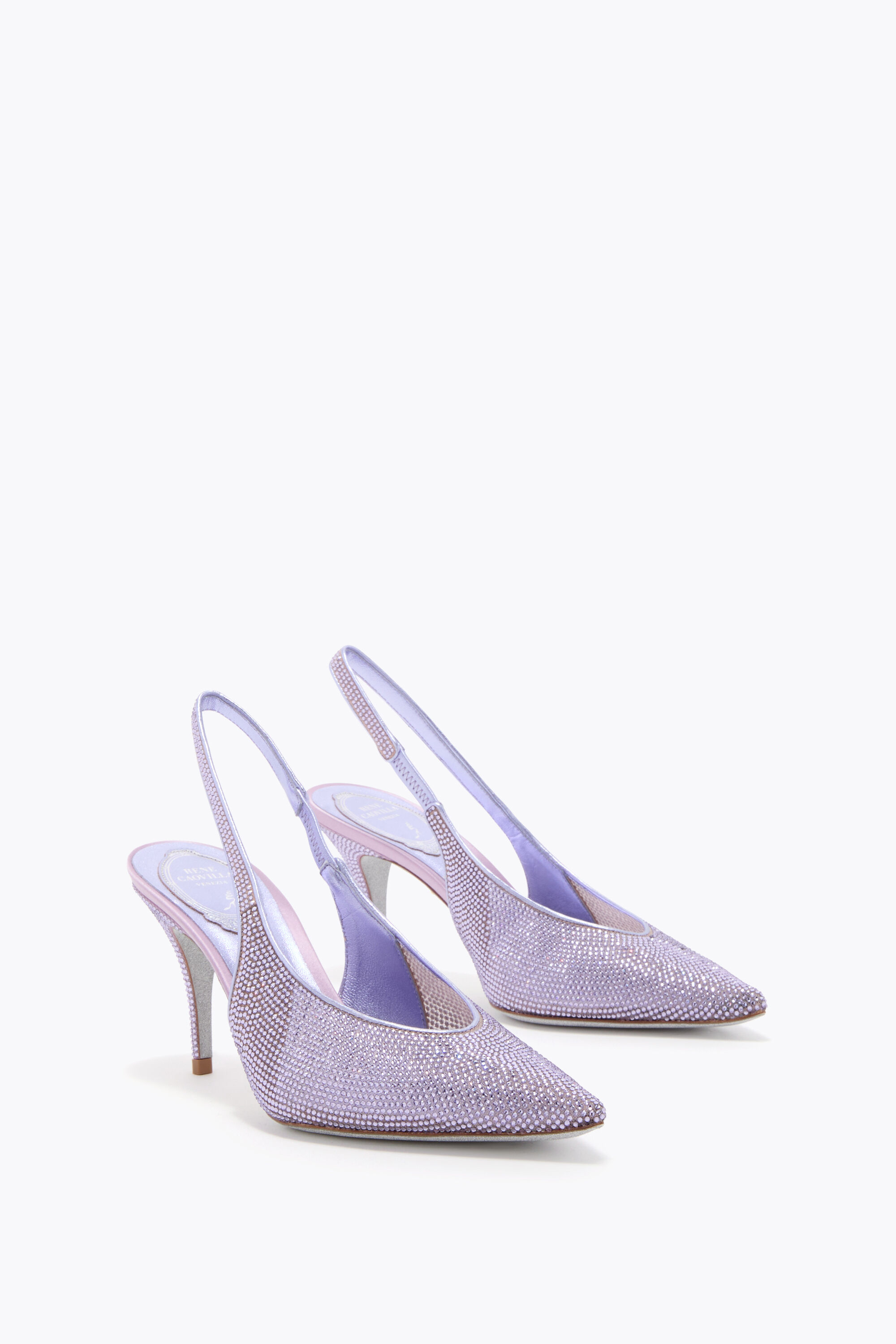 Jeweled JINNY METALLIC VIOLET SLINGBACK 80 | Rene Caovilla®