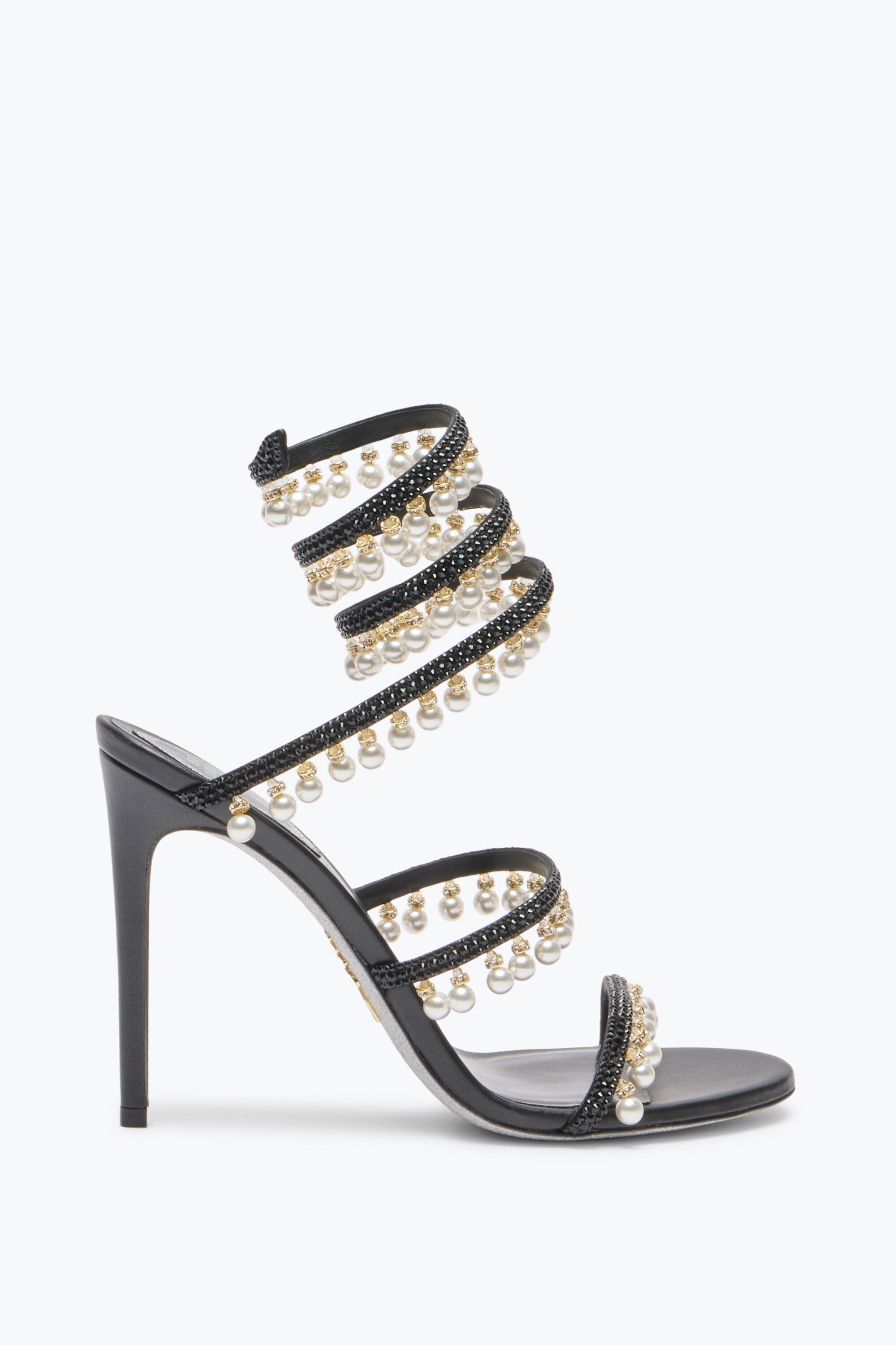 人気定番の PEARLS WITH SANDAL BLACK CHANDELIER Jeweled 105 Caovilla® Rene | 靴