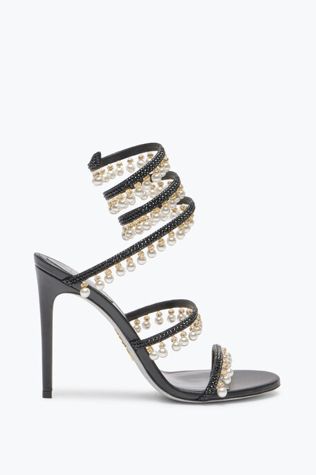 CHANDELIER BLACK SANDAL WITH PEARLS 105