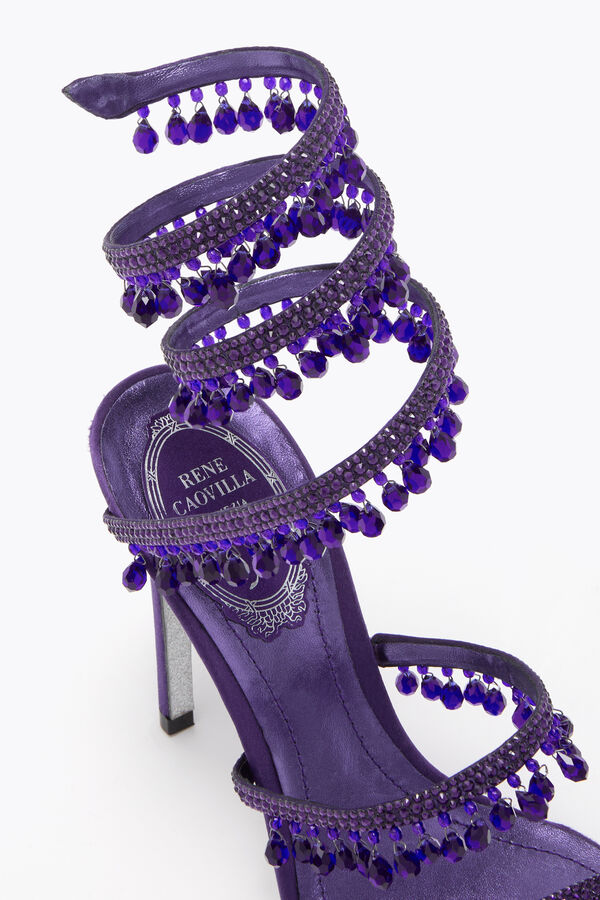 CHANDELIER PURPLE SATIN/DEEP TANZANITE STRASS SANDAL