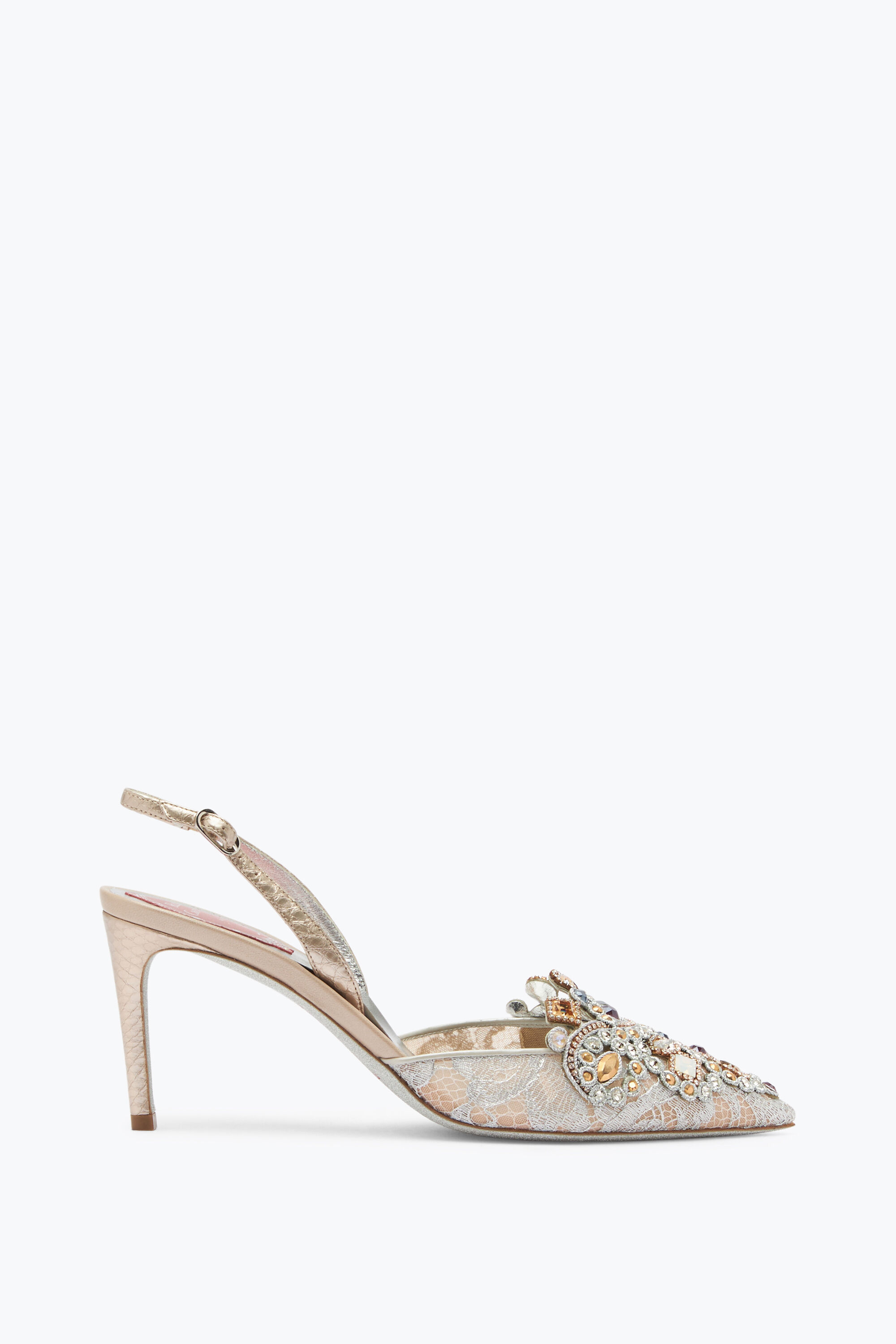 パンプス Rene Caovilla Rhinestone-Embellished Slingback Shoes Jeweled Cinderella Bronze Slingback 80 | Rene Caovilla®