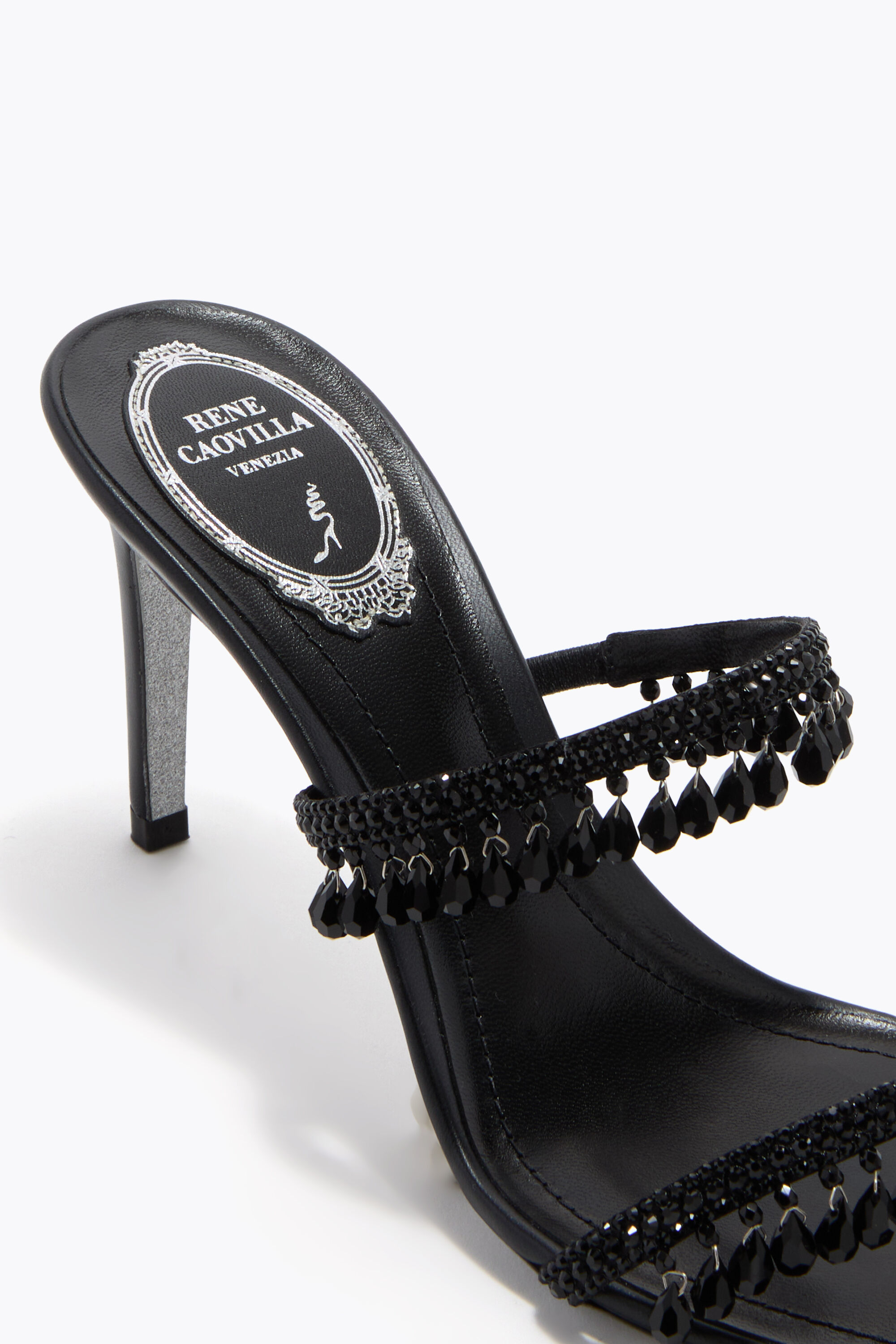 Jeweled CHANDELIER BLACK MULE 80 | Rene Caovilla®