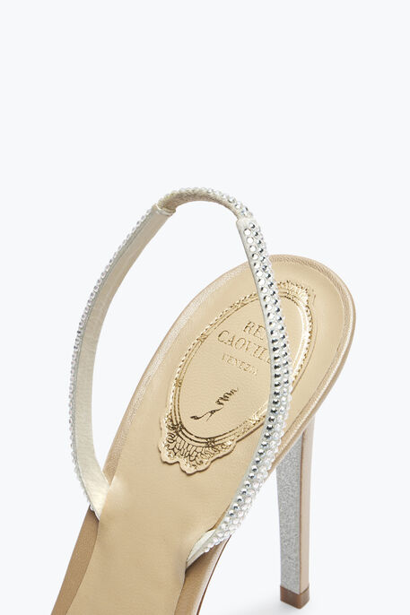 Irina Crystal Beige-Silver Sandal 105