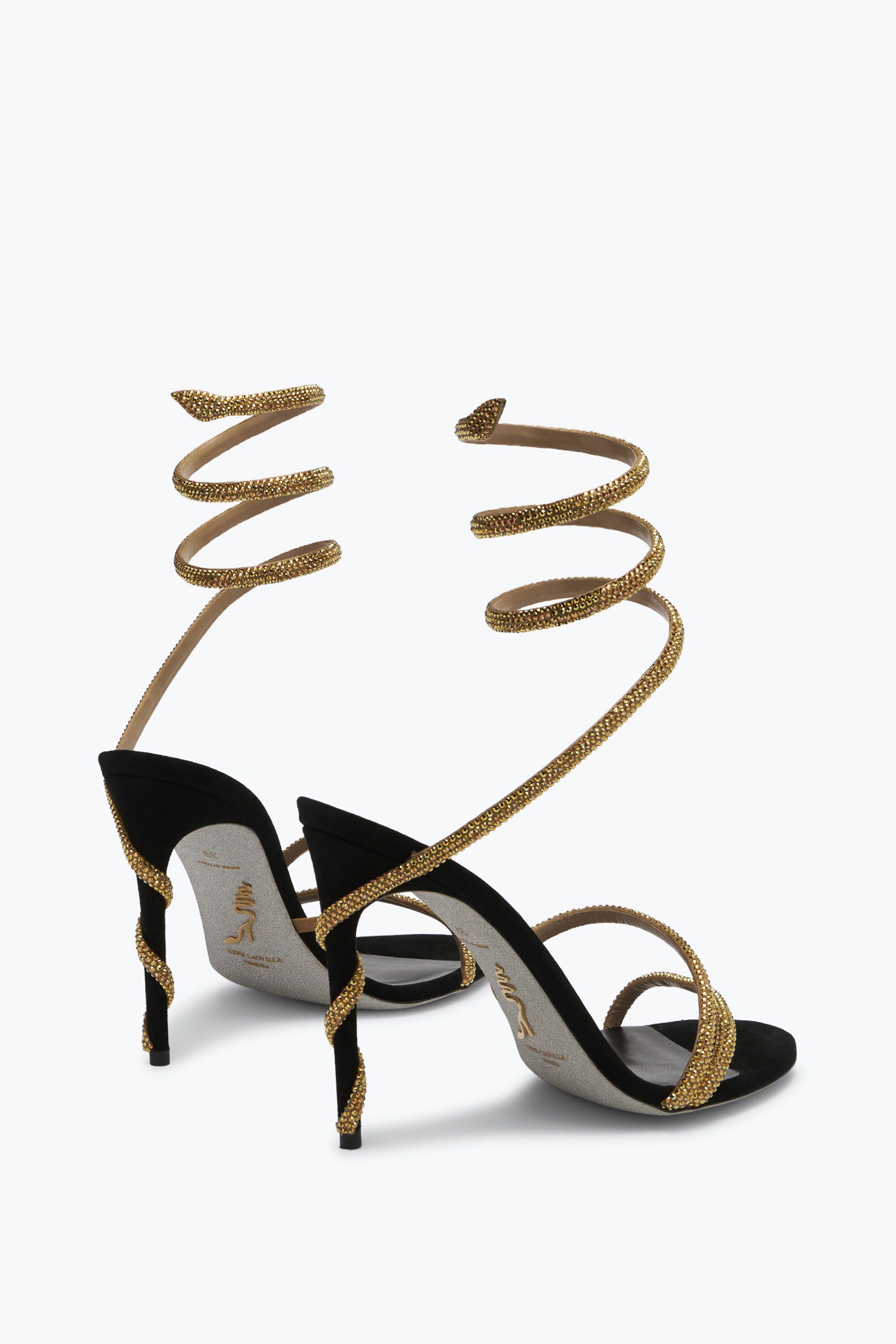 Jeweled MARGOT BLACK JEWEL SANDALS SNAKE | Rene Caovilla®