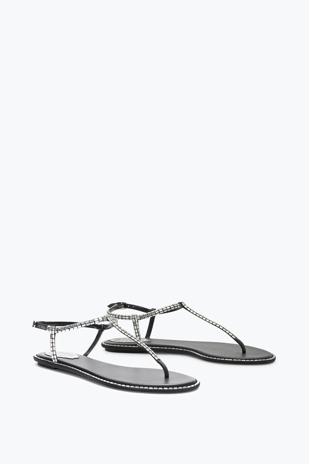 DIANA BLACK SANDAL WITH CRYSTAL BAGUETTE