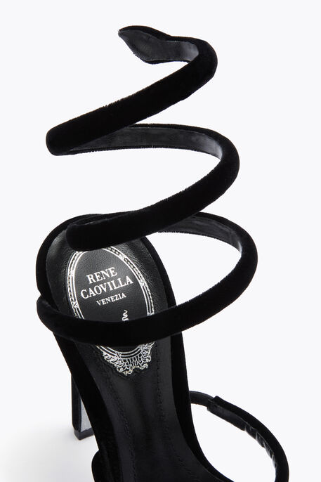CLEO BLACK VELVET PLAFORM SANDAL 120