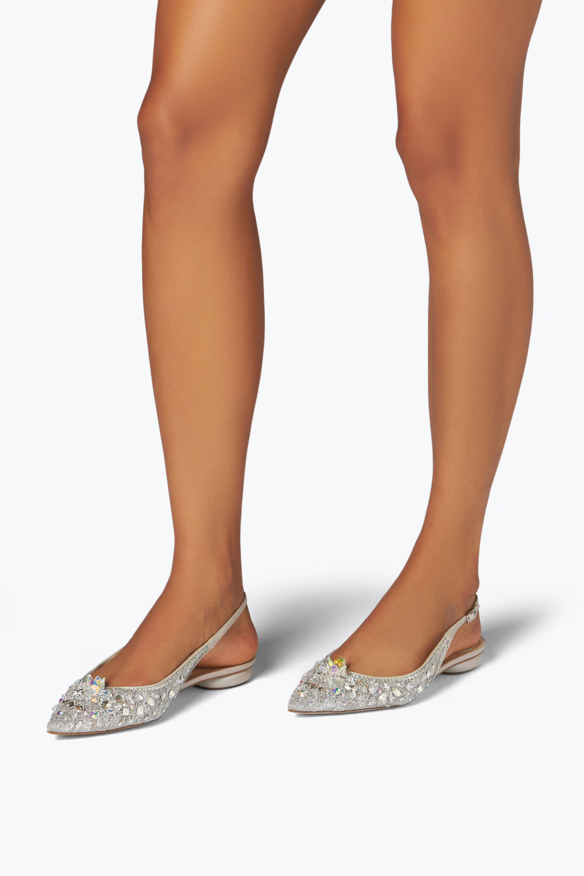 最新のデザイン Jeweled Caovilla® Rene | Cinderella Slingbacks Flat Grey その他