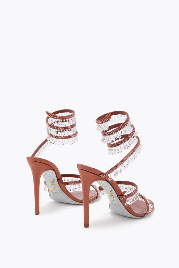 CHANDELIER RUST SATIN/RED FLAME STRASS SANDAL