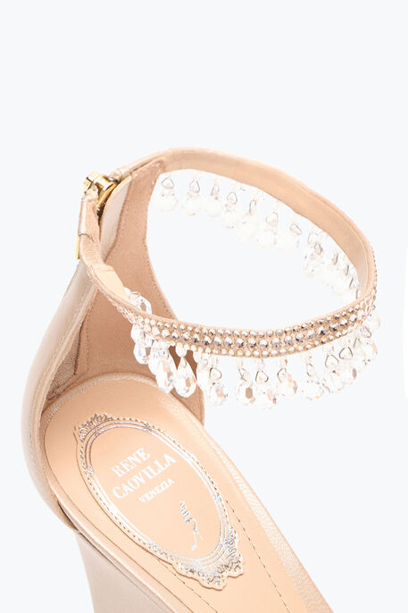 CHANDELIER POWDER PINK WEDGE SANDAL 80