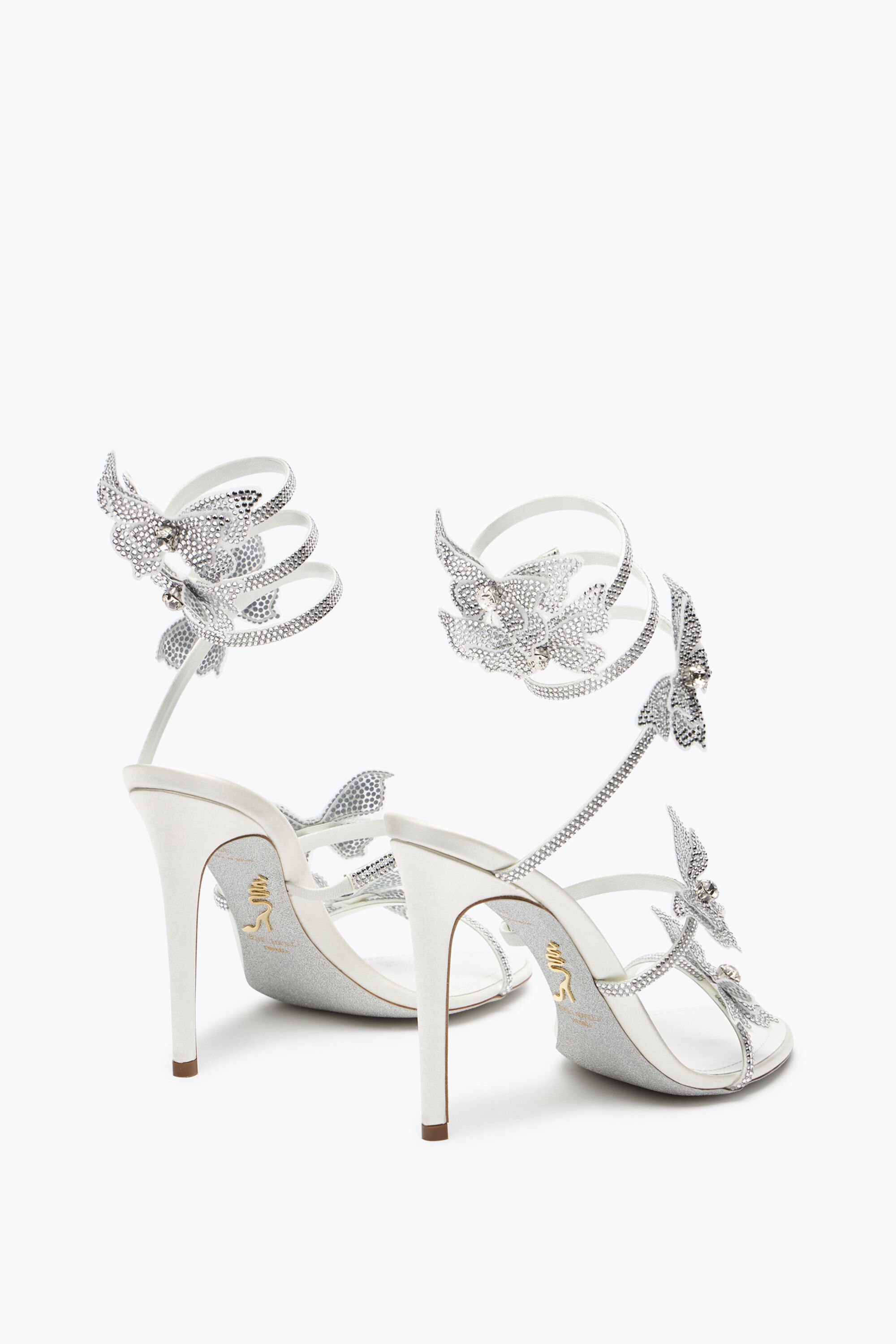 サンダル・ミュール RENE CAOVILLA 'Fairy' sandals Multicolor Jeweled Rainbow Silver Sandal With Multicolored Crystals 105