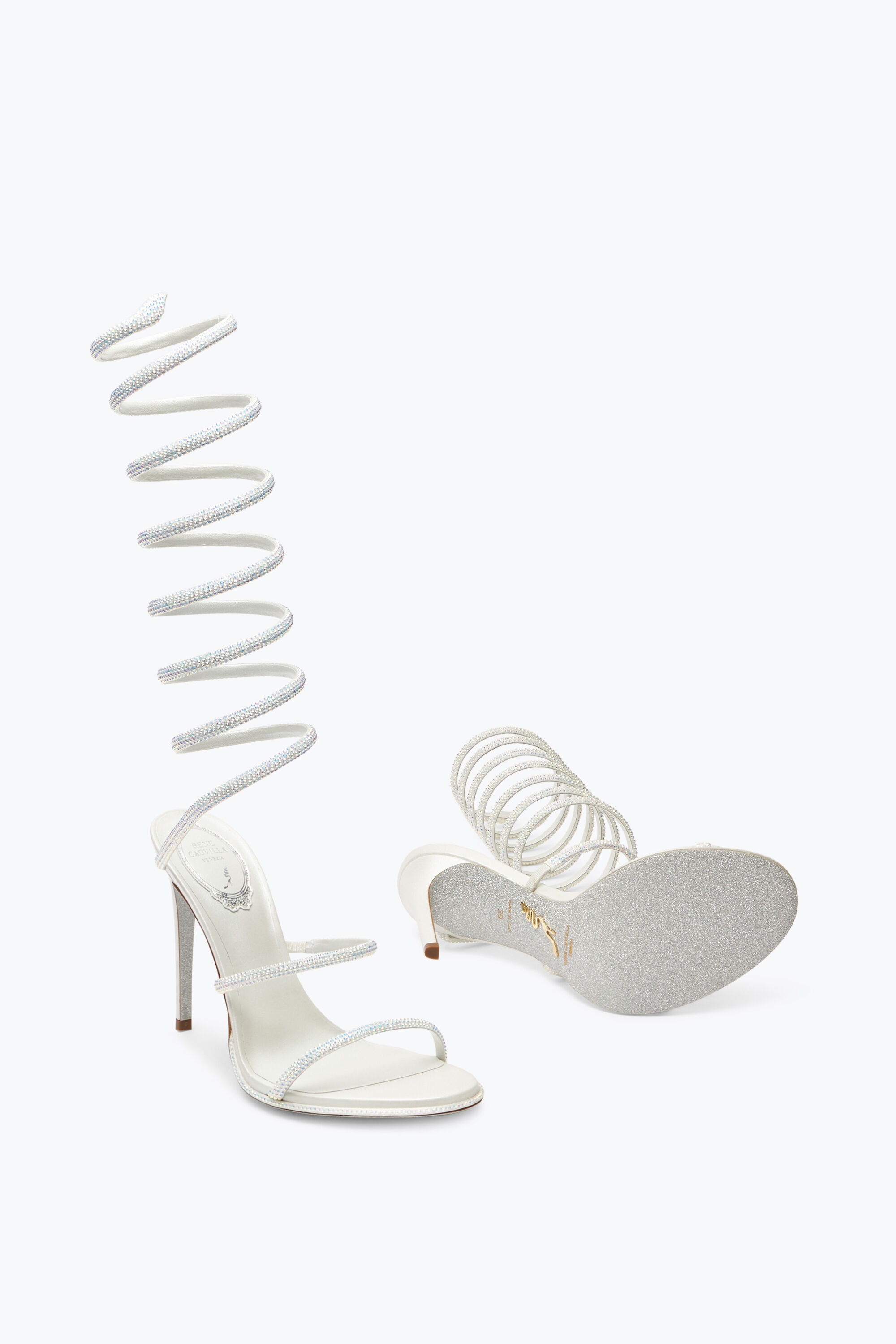 Jeweled Super Cleo White Sandal 105 | Rene Caovilla®
