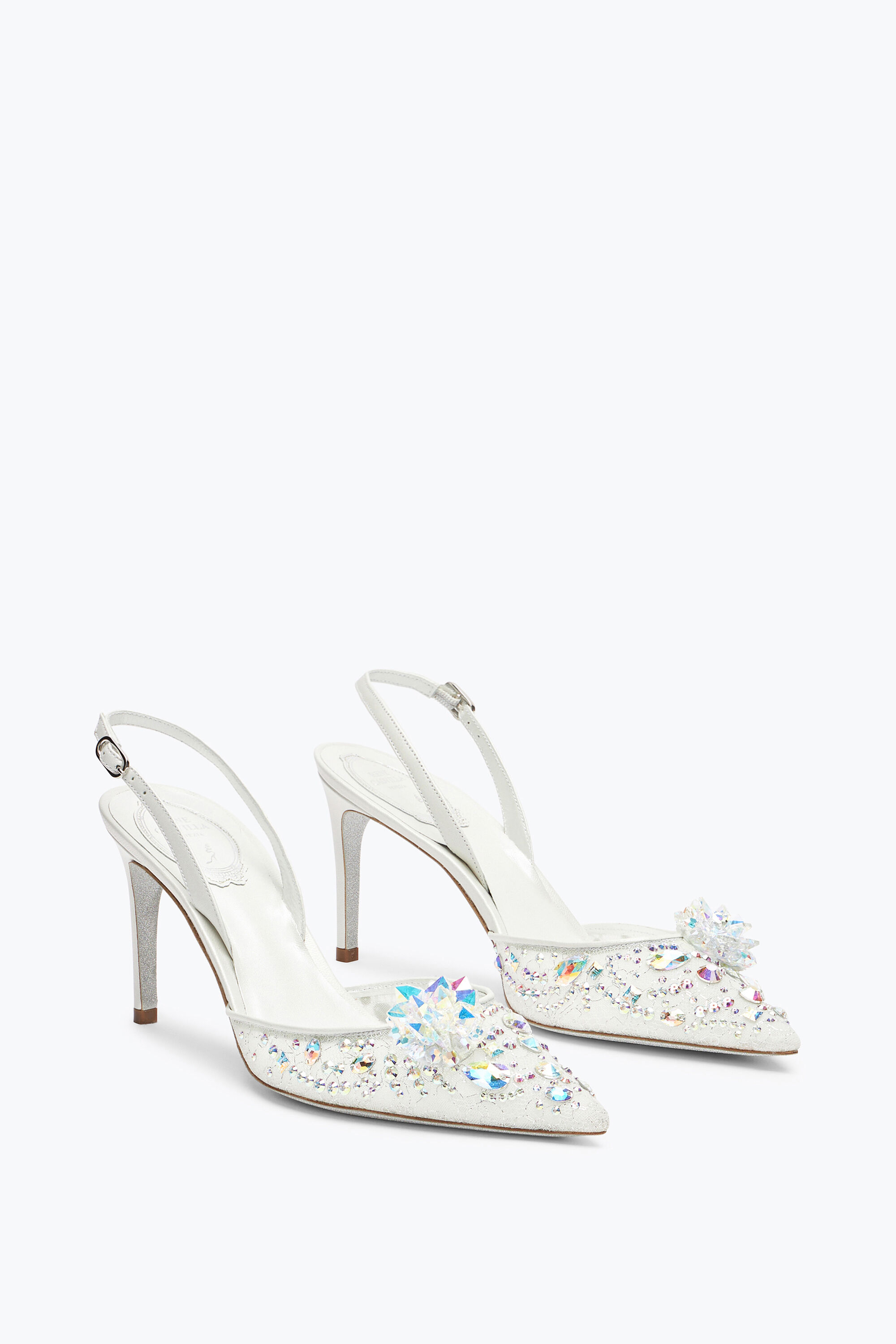 Jeweled Cinderella White Slingback 80 | Rene Caovilla®