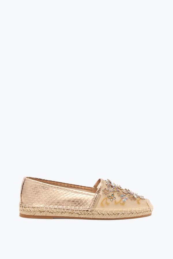 EDEN GOLD ESPADRILLES WITH CRYSTALS 10