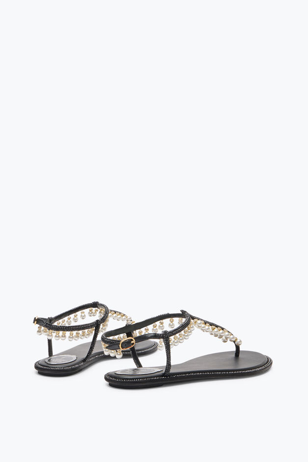DIANA BLACK SANDAL WITH PEARLS 10