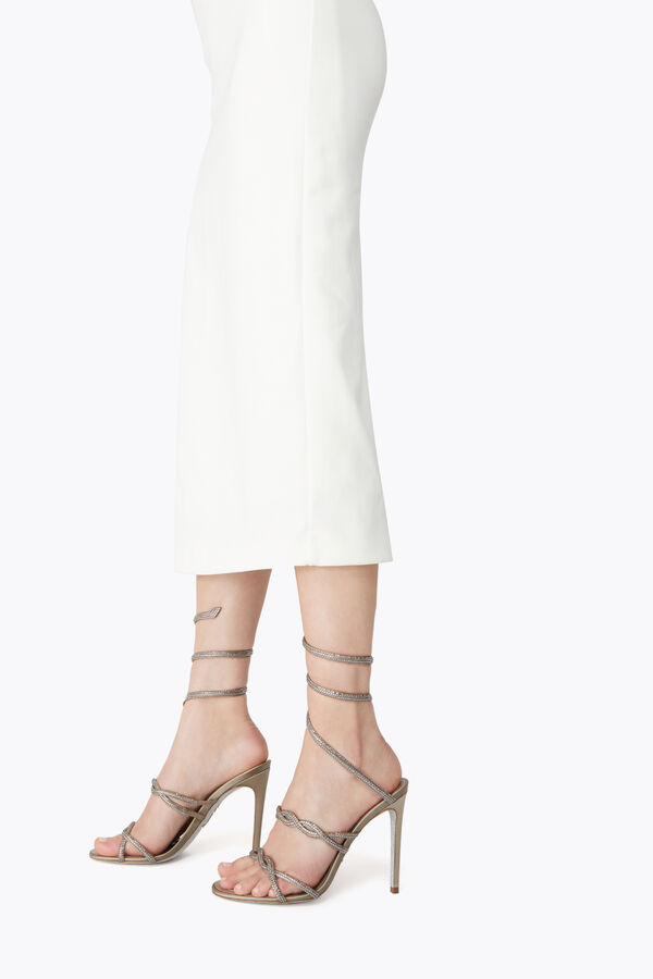 BRAID CLEO FOG SATIN/BLACK DIAMOND STRASS SANDAL