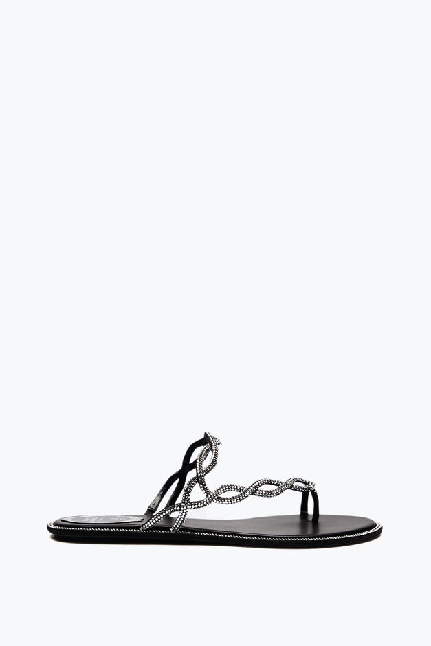 BRAID BLACK FLAT SANDAL 10