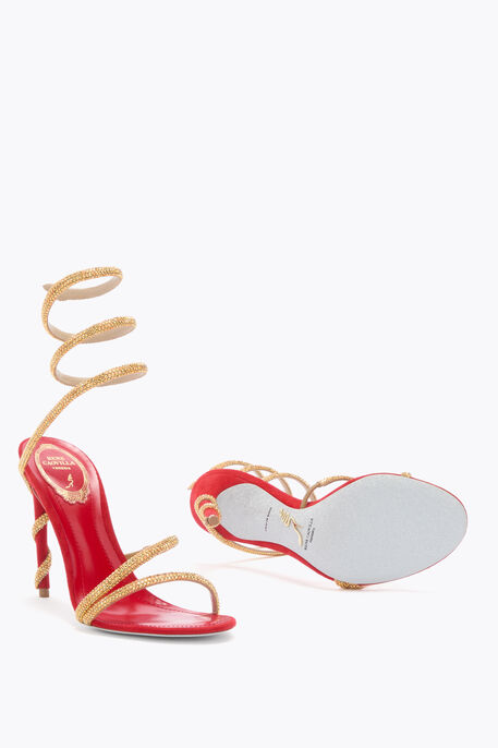 MARGOT SANDAL IN RED SUEDE AND GOLD 105