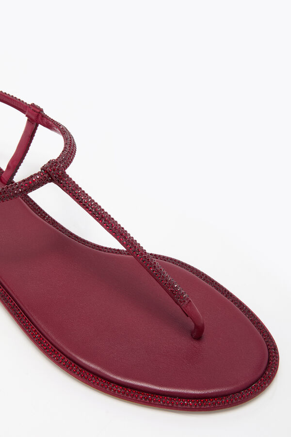 DIANA BORDEAUX SATIN-LAMB/SIAM STRASS THONG