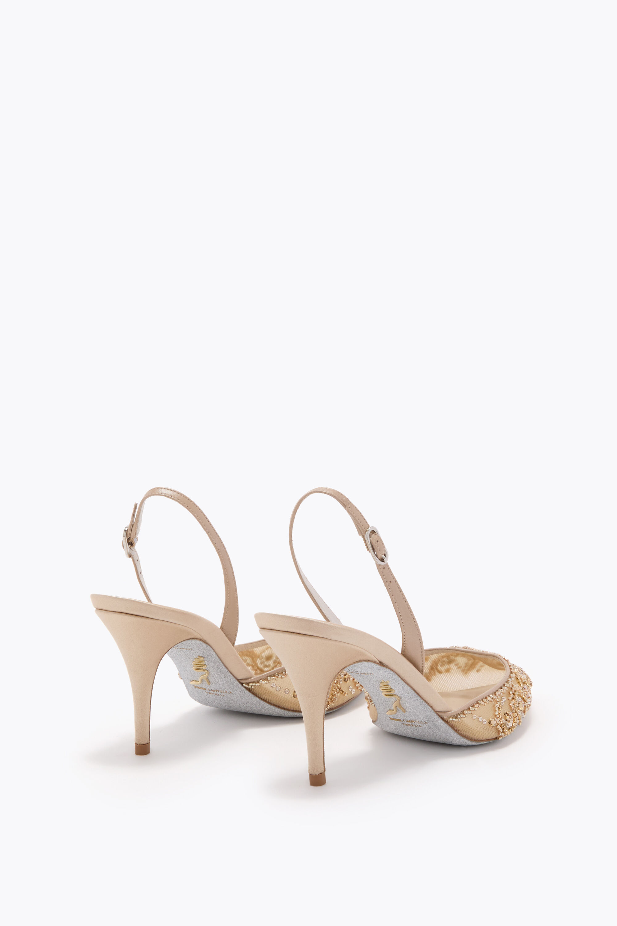 Jeweled JAHANARA GOLD SLINGBACK 80 | Rene Caovilla®