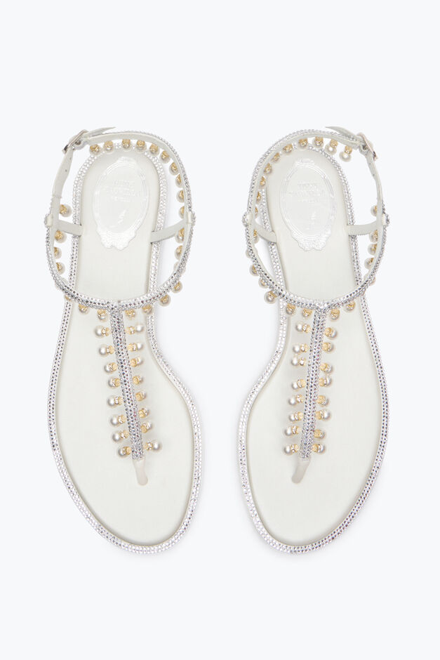 DIANA WHITE SANDAL WITH PEARLS 10 DIANA WHITE SANDAL WITH PEARLS 10