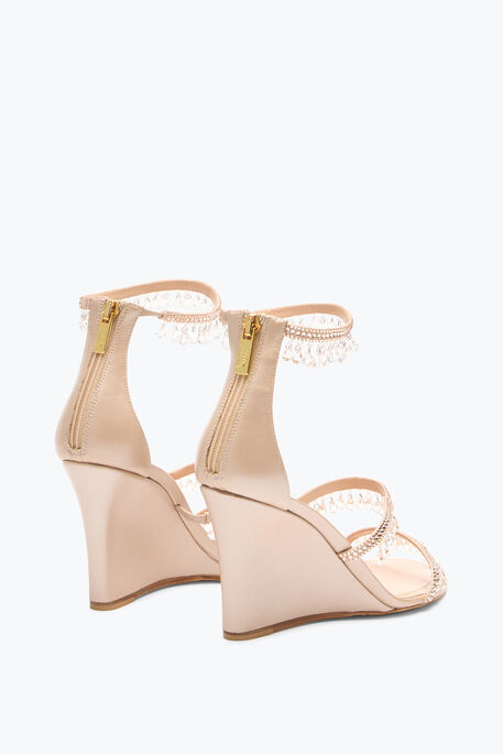 CHANDELIER POWDER PINK WEDGE SANDAL 80