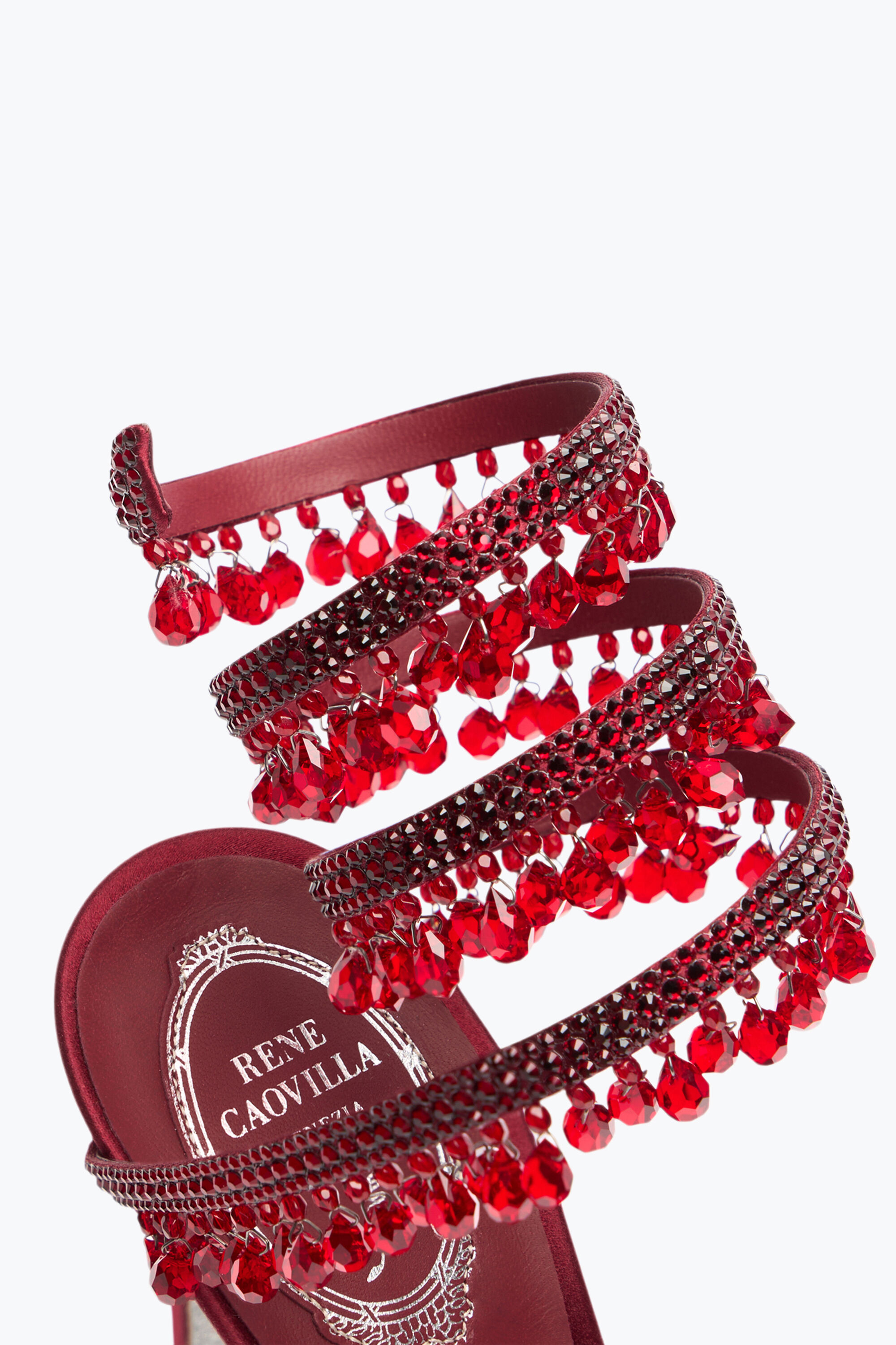 Jeweled CHANDELIER BURGUNDY SANDAL 105 | Rene Caovilla®